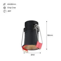 Foco LED empotrable - Chip Cree - Bajo UGR - 2700K - 3W