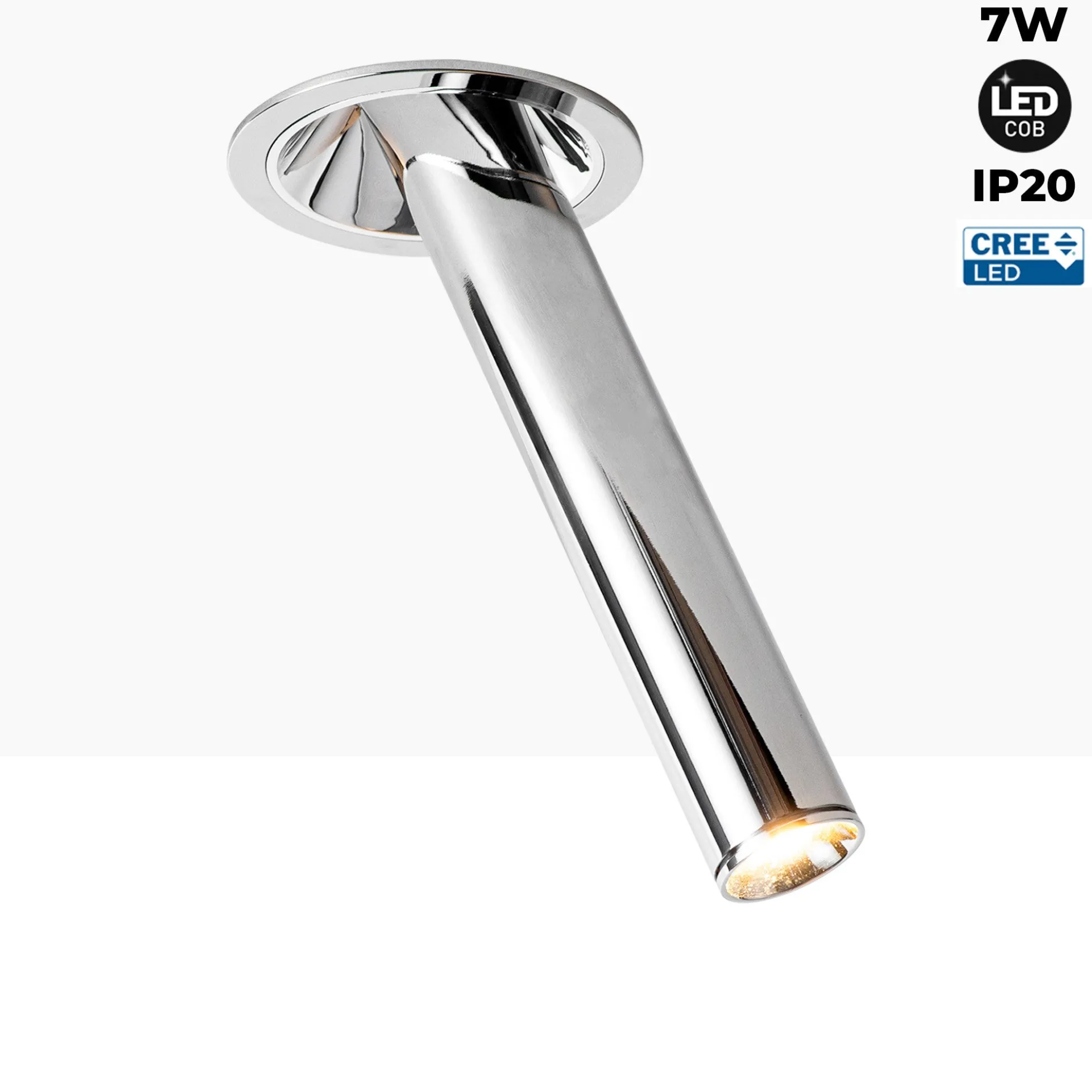 Foco LED empotrable orientable "ALAI" - Zoom - 200mm - 2800K - LED COB - chip Cree - 7W