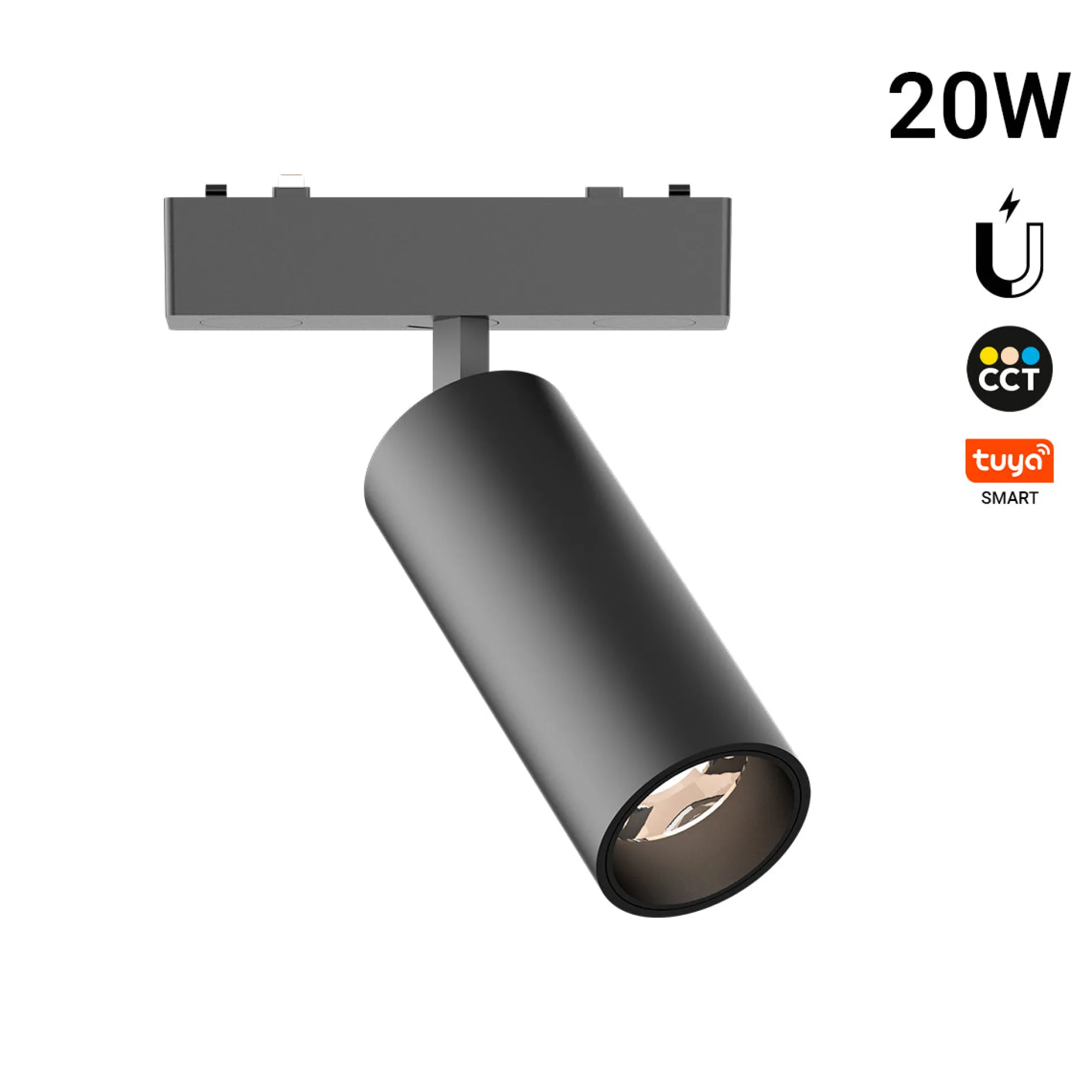 Foco LED orientable para carril magnético - 20W - 26mm - 24° - CCT + SMART - 48V