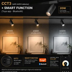 Foco LED orientable para carril magnético - 20W - 26mm - 24° - CCT + SMART - 48V