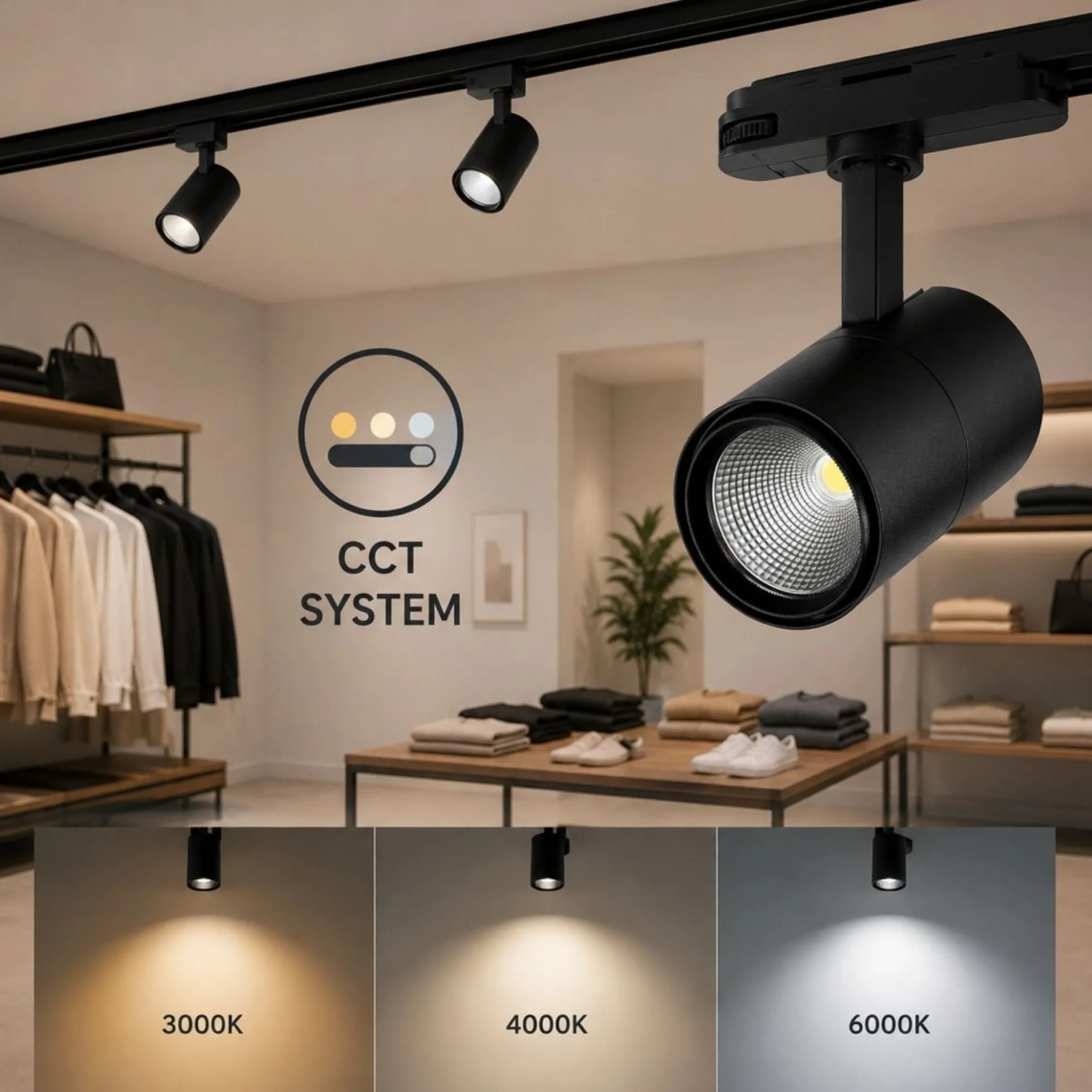 Foco LED para carril trifásico CCT 42W - CRI 95 - Driver Philips Xitanium integrado