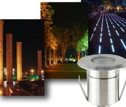 Foco LED RGB empotrable en suelo 3W 12V-DC IP67