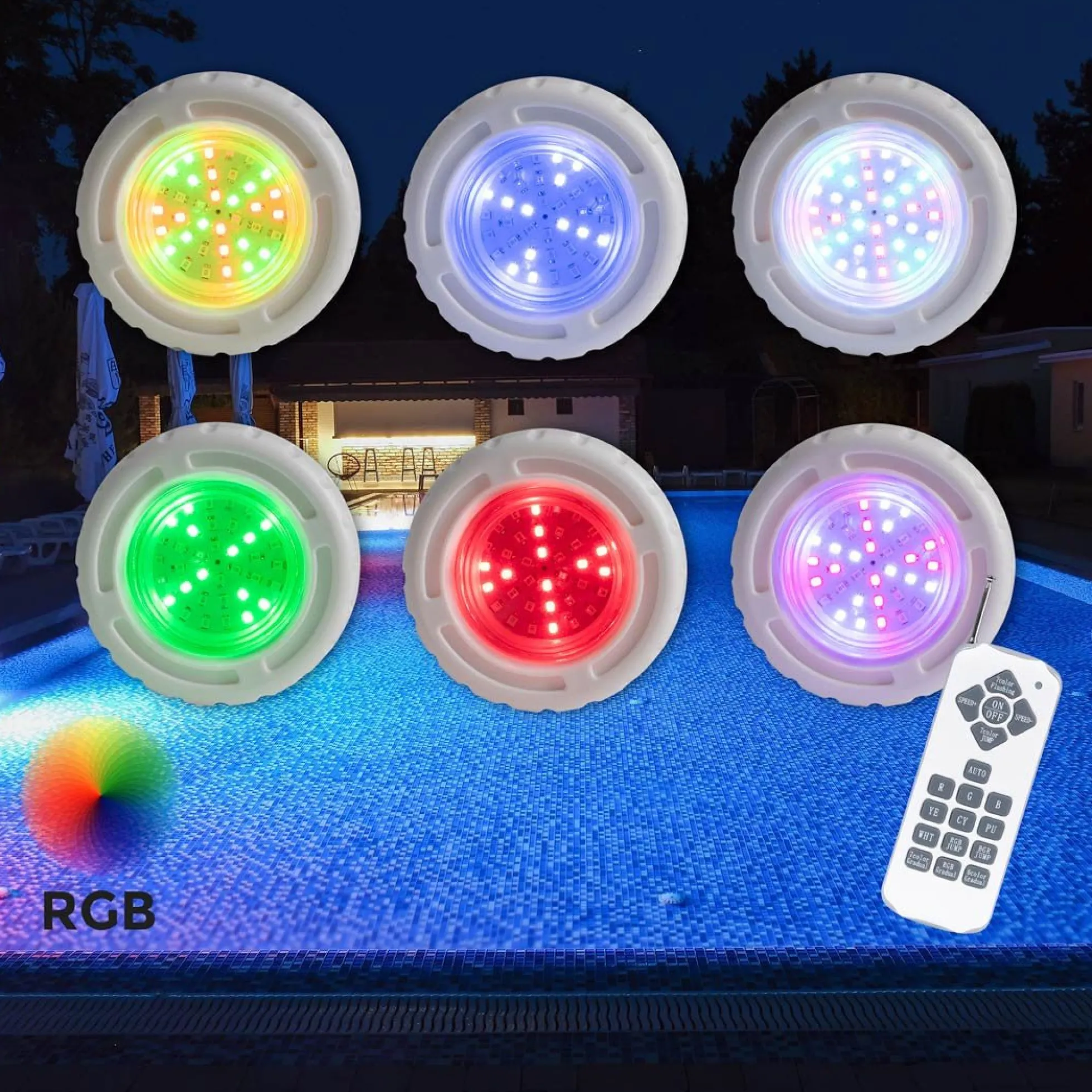 Foco LED sumergible para piscina - 12V AC - 3W - IP68 - Ø94mm