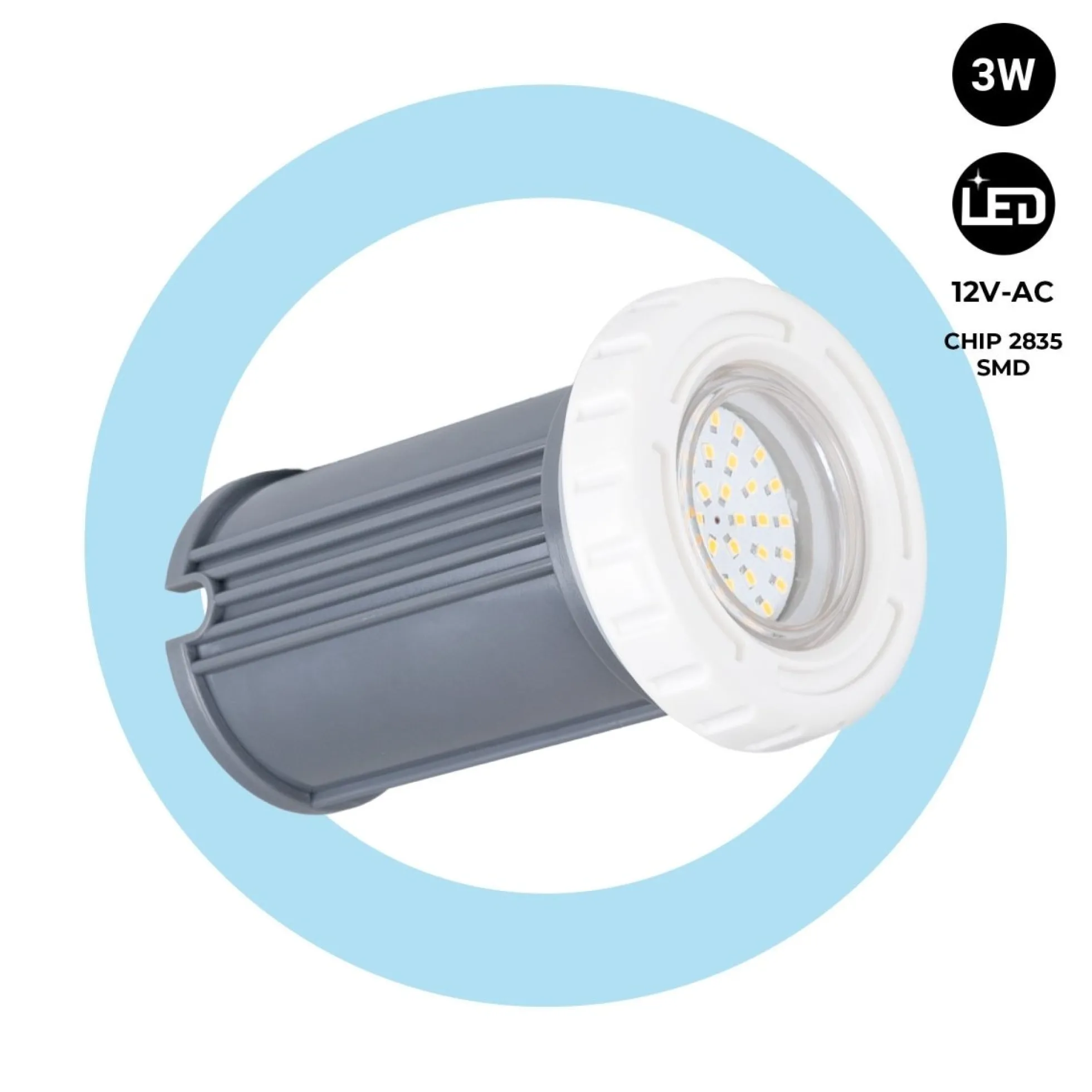 Foco LED sumergible para piscina - 12V AC - 3W - IP68 - Ø94mm