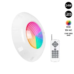 Foco LED sumergible para piscina de fibra - 12V AC - 24W - IP68 - Ø295mm