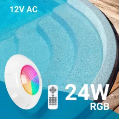 Foco LED sumergible para piscina de fibra - 12V AC - 24W - IP68 - Ø295mm