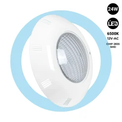 Foco LED sumergible para piscina de fibra - 12V AC - 24W - IP68 - Ø295mm