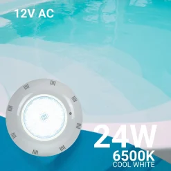Foco LED sumergible para piscina de fibra - 12V AC - 24W - IP68 - Ø295mm