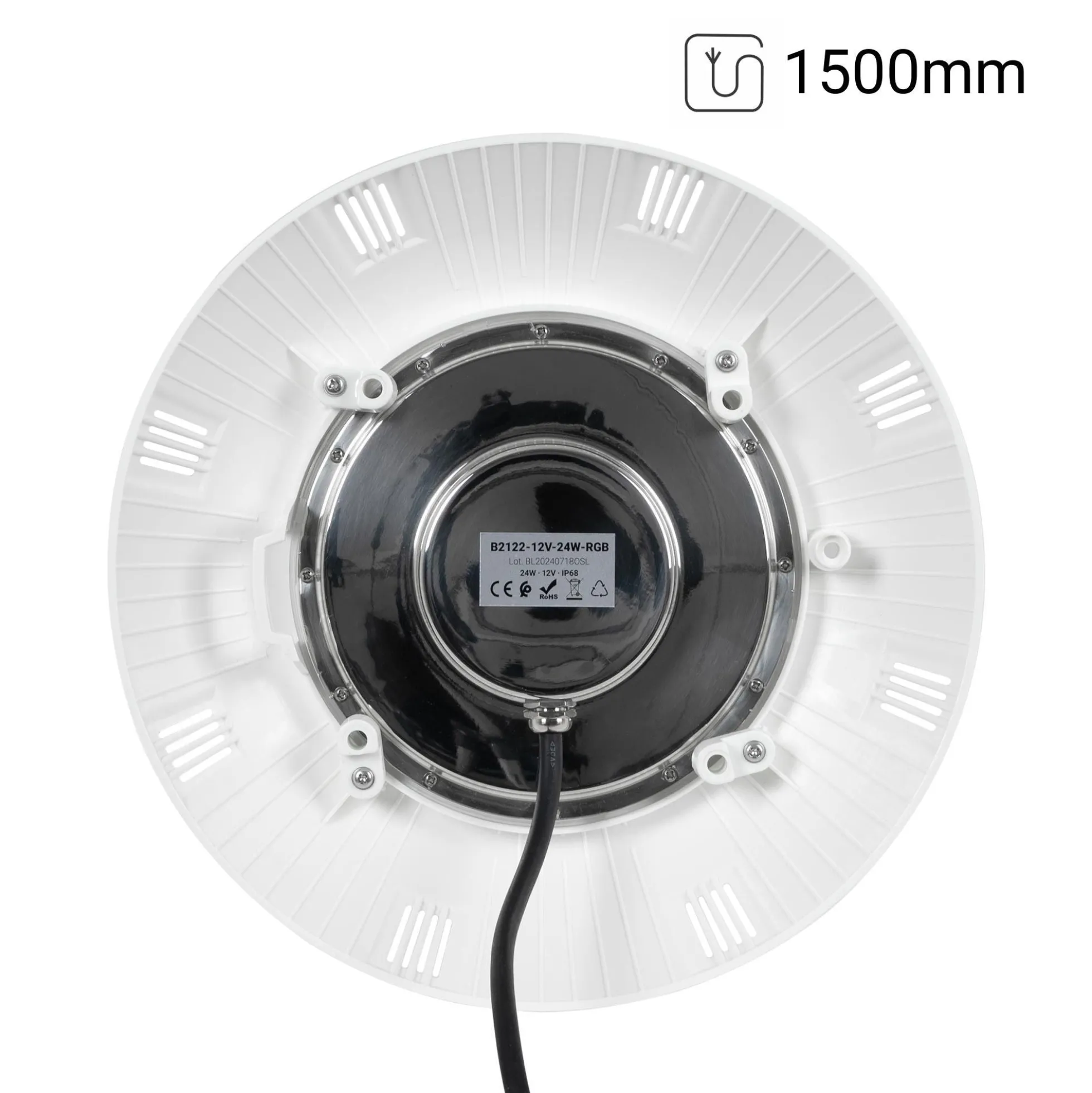 Foco LED sumergible para piscina de fibra - 12V AC - 24W - IP68 - Ø295mm