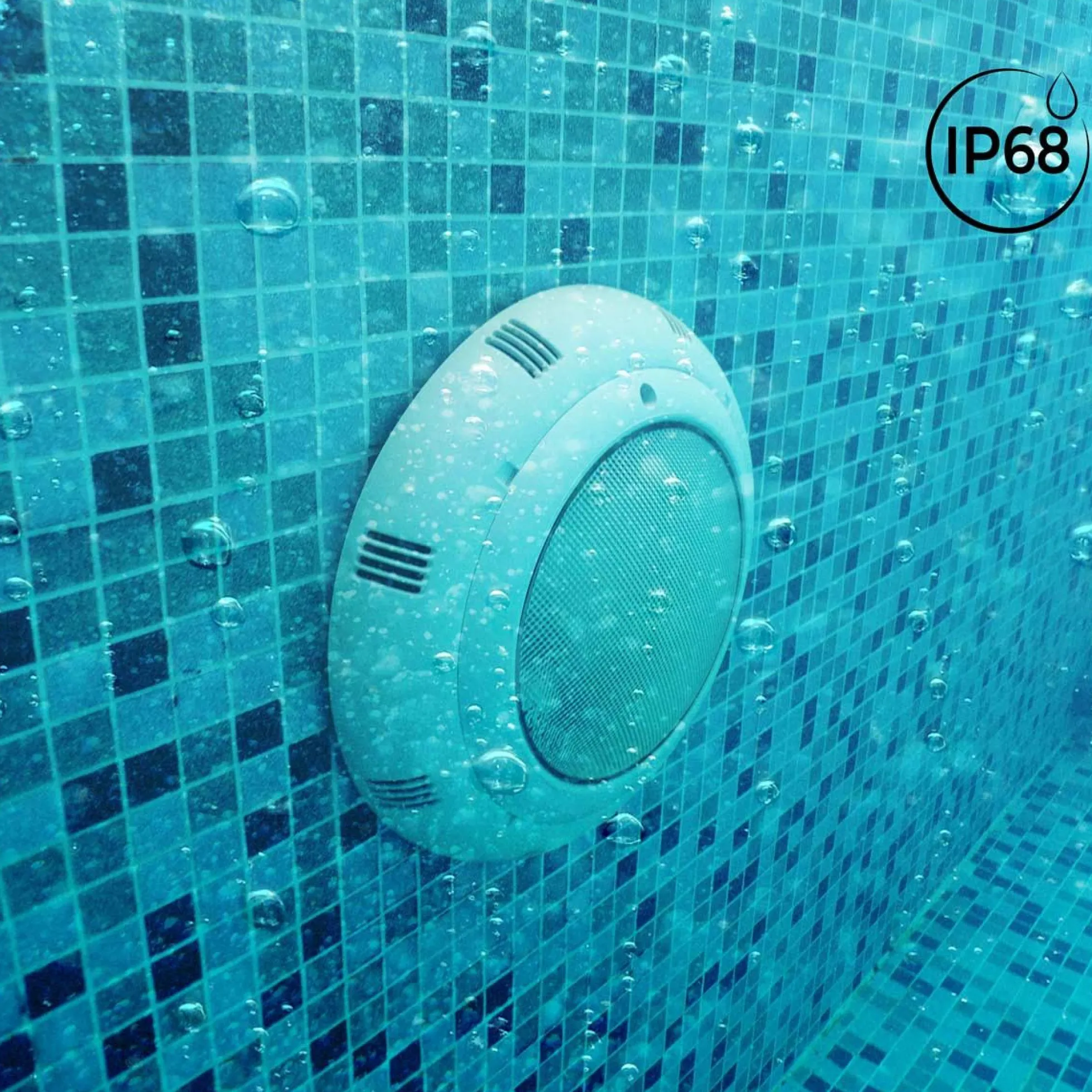 Foco LED sumergible para piscina de fibra - 12V AC - 24W - IP68 - Ø295mm