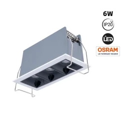 Foco lineal LED empotrable triple 6W - UGR18 - CRI90 - Chip OSRAM