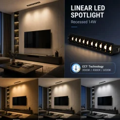 Foco lineal LED empotrable 14W - CCT - UGR18 - CRI90 - IP20
