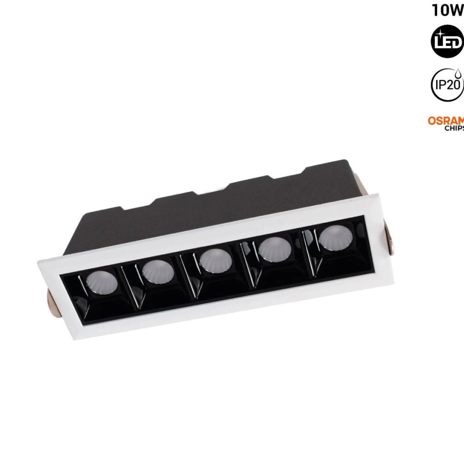 Foco lineal LED empotrable 10W - Chip OSRAM - UGR18 - CRI90