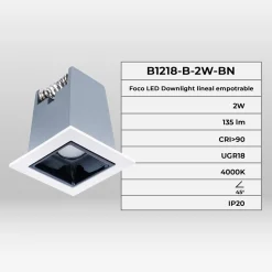 Foco lineal LED empotrable 2W - UGR18 - CRI90 - Chip OSRAM