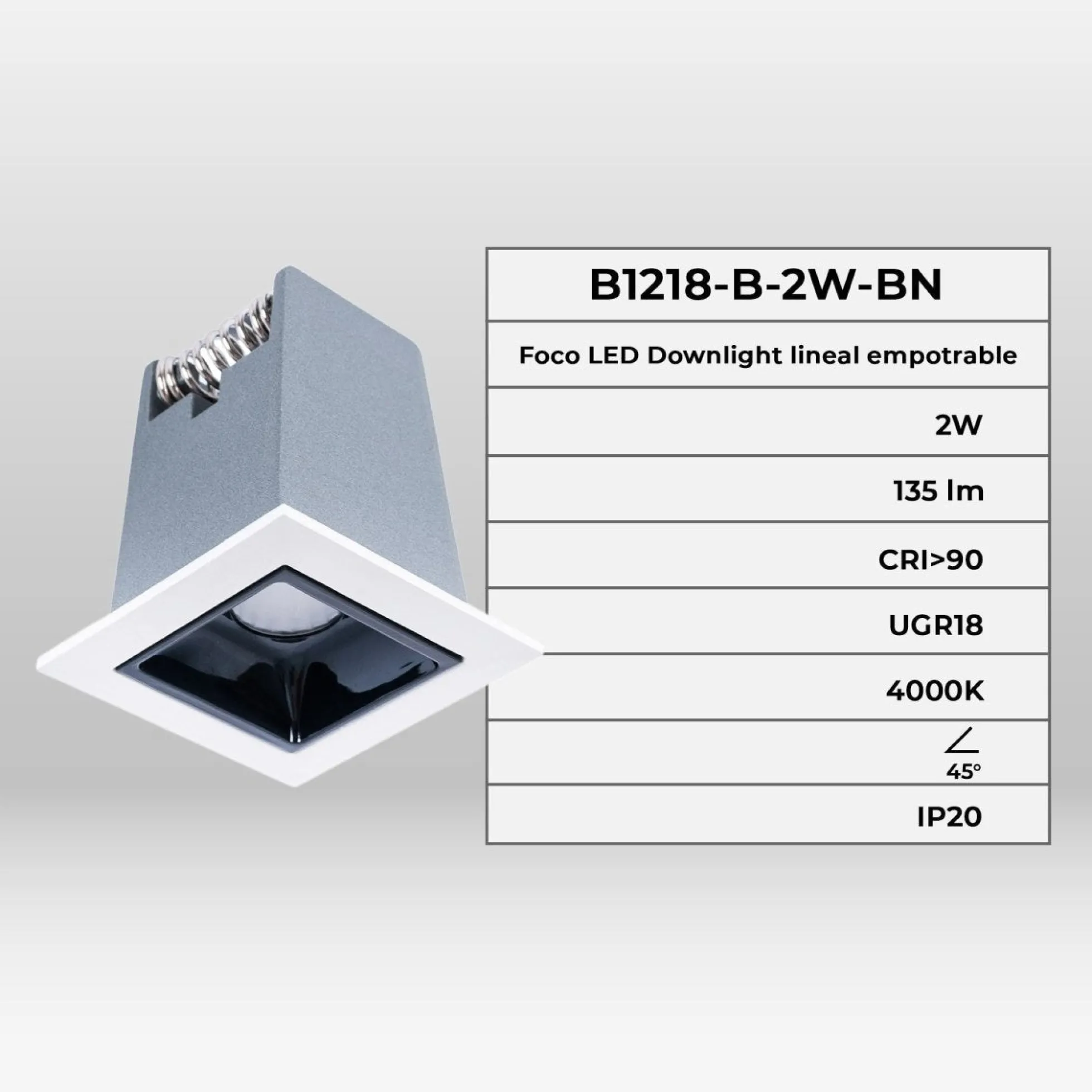 Foco lineal LED empotrable 2W - UGR18 - CRI90 - Chip OSRAM