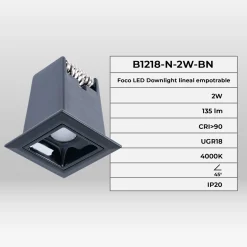 Foco lineal LED empotrable 2W - UGR18 - CRI90 - Chip OSRAM