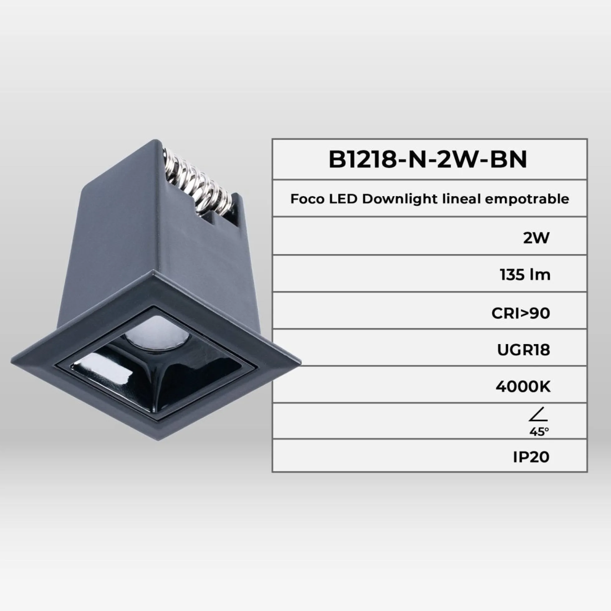 Foco lineal LED empotrable 2W - UGR18 - CRI90 - Chip OSRAM