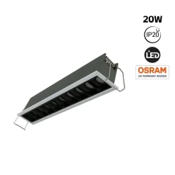 Foco lineal LED empotrable 20W - UGR18 - CRI90 - Chip OSRAM