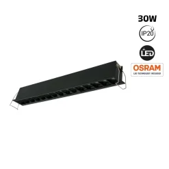 Foco lineal LED empotrable 30W - UGR18 - CRI90 - Chip OSRAM