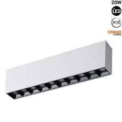 Foco lineal LED superficie color blanco - 20W - UGR18 - CRI90 - Chip OSRAM