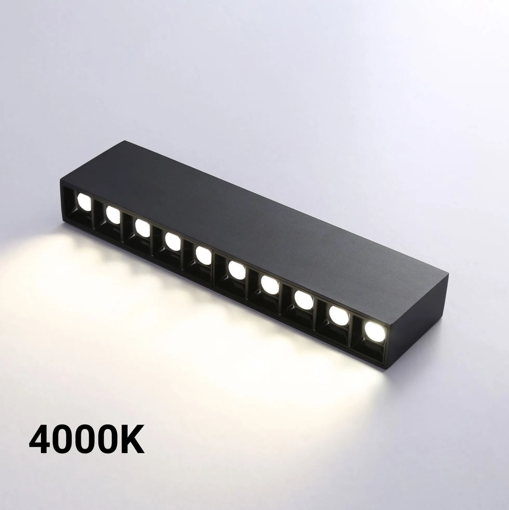 Foco lineal LED superficie color negro - 20W - UGR18 - CRI90 - Chip OSRAM