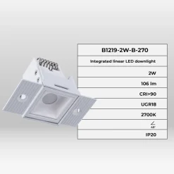 Foco lineal LED trimless / integración - 2W - UGR18 - CRI90