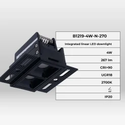 Foco lineal LED trimless / integración - 4W - UGR18 - CRI90