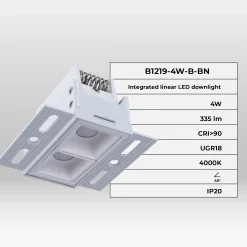 Foco lineal LED trimless / integración - 4W - UGR18 - CRI90