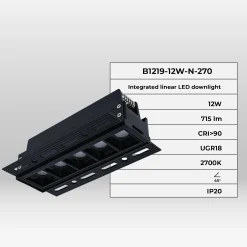 Foco lineal LED trimless / integración - 12W - UGR18 - CRI90
