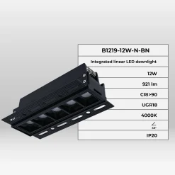 Foco lineal LED trimless / integración - 12W - UGR18 - CRI90