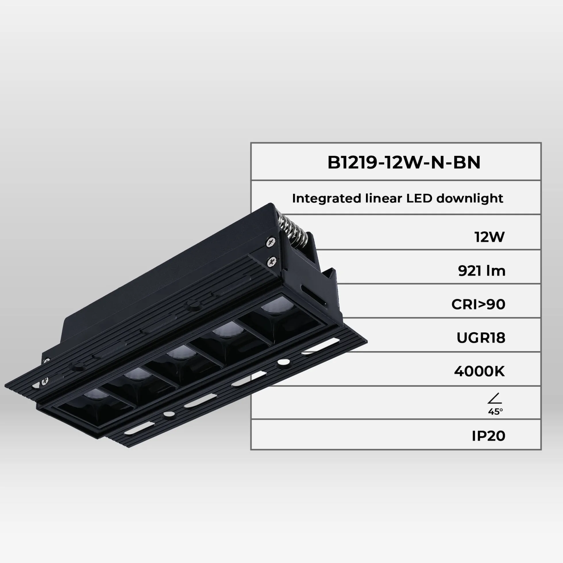 Foco lineal LED trimless / integración - 12W - UGR18 - CRI90