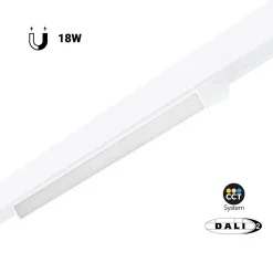 Foco lineal opal orientable carril magnético 48V CCT - 18W - DALI-2 regulable