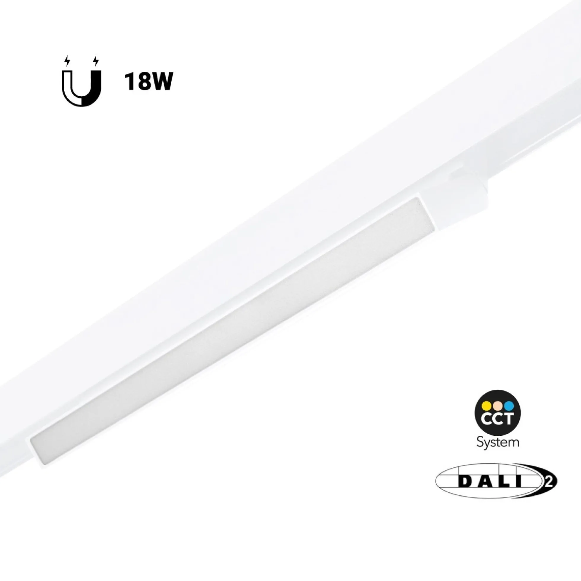 Foco lineal opal orientable carril magnético 48V CCT - 18W - DALI-2 regulable