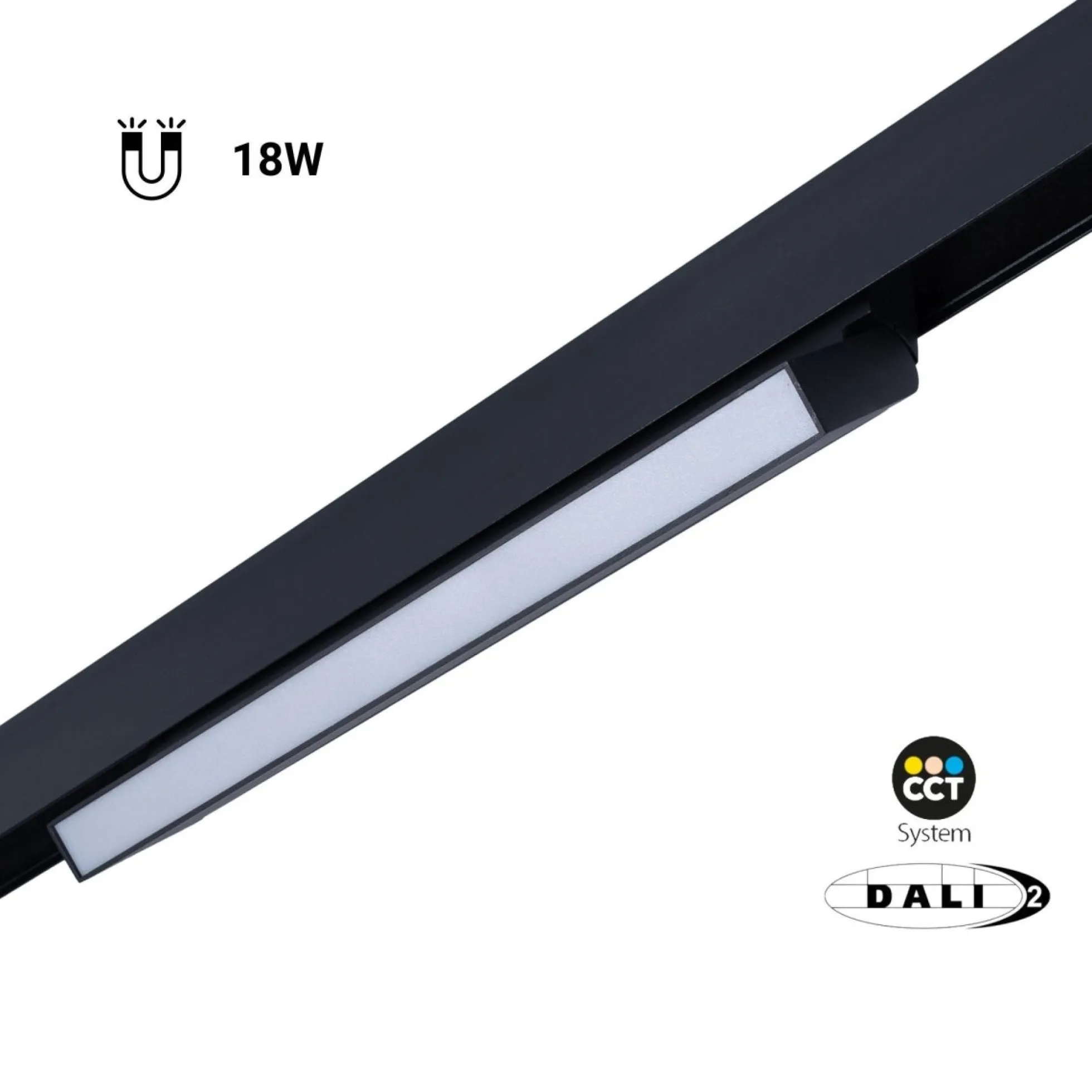 Foco lineal opal orientable carril magnético 48V CCT - 18W - DALI-2 regulable
