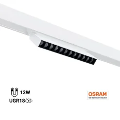 Foco lineal orientable para carril magnético 48V- 12W - Chip OSRAM  - UGR18