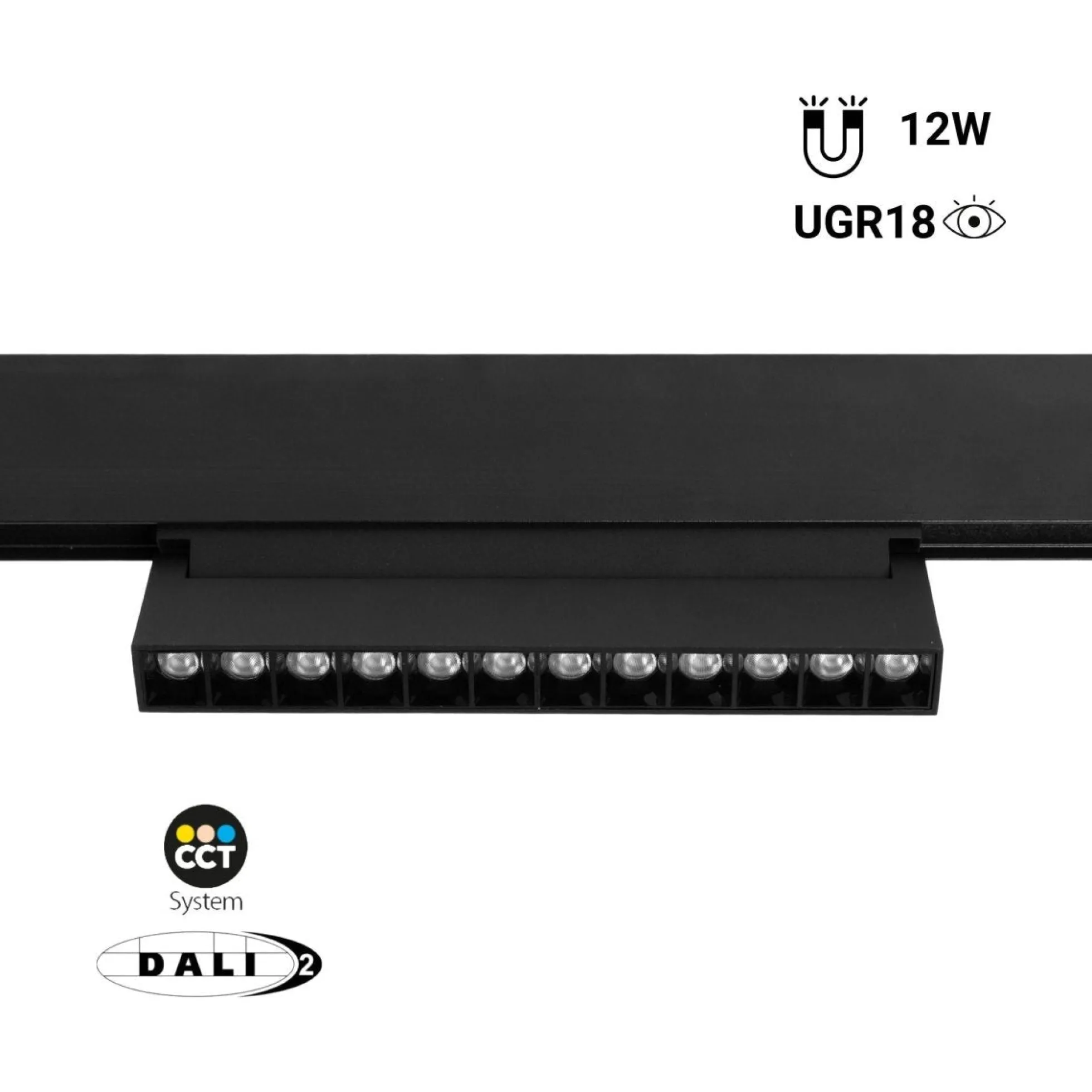 Foco lineal orientable para carril magnético 48V CCT - 12W - DALI regulable - UGR18