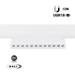 Foco lineal orientable para carril magnético 48V CCT - 12W - DALI regulable - UGR18