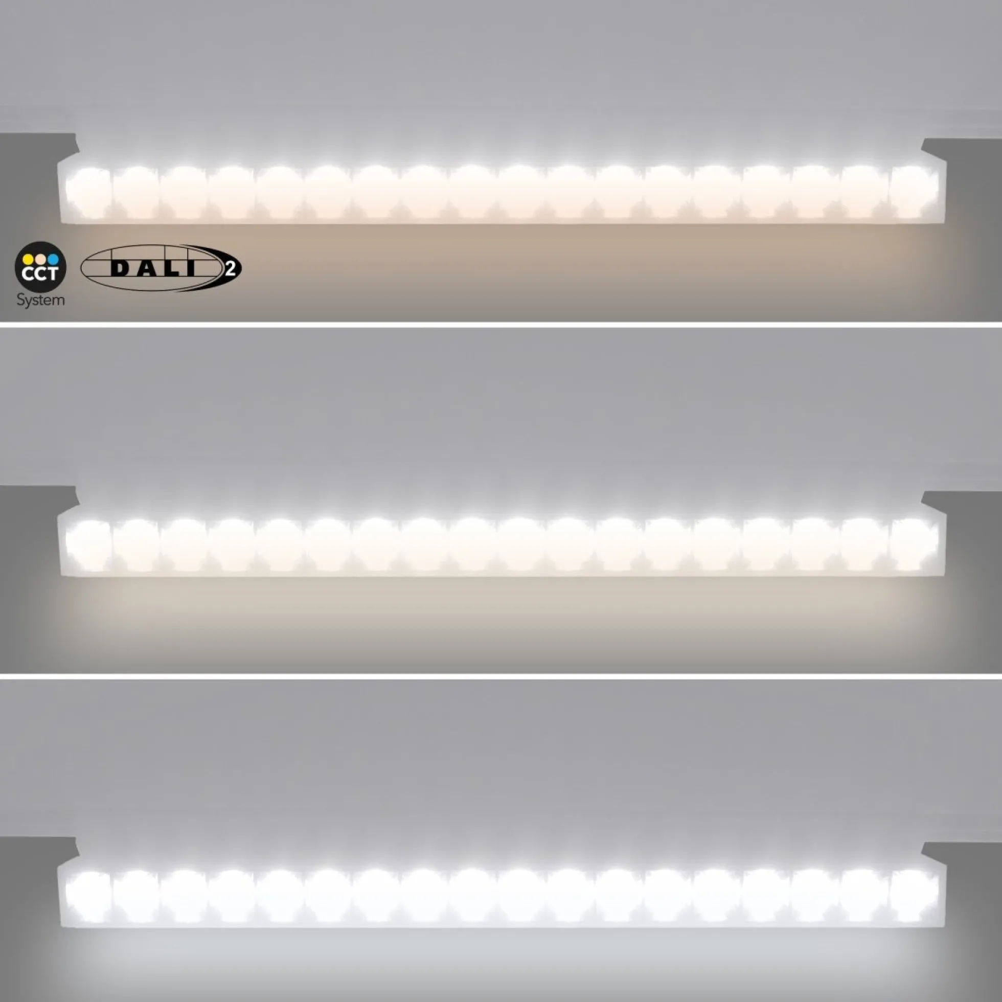 Foco lineal orientable para carril magnético 48V CCT - 18W - Regulación DALI-2 - UGR18