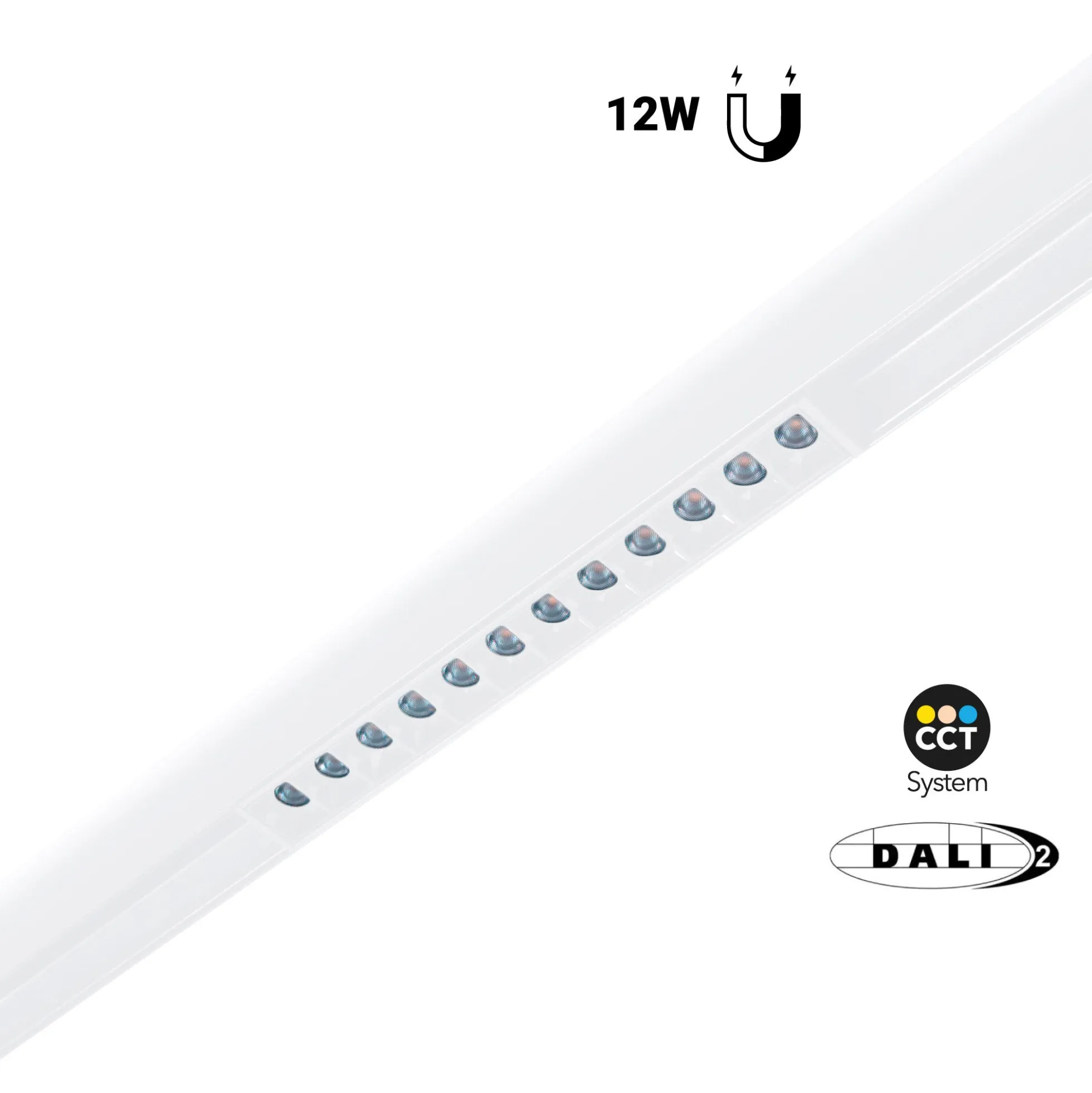 Foco lineal para carril magnético 48V CCT - 12W - DALI-2 regulable - UGR18