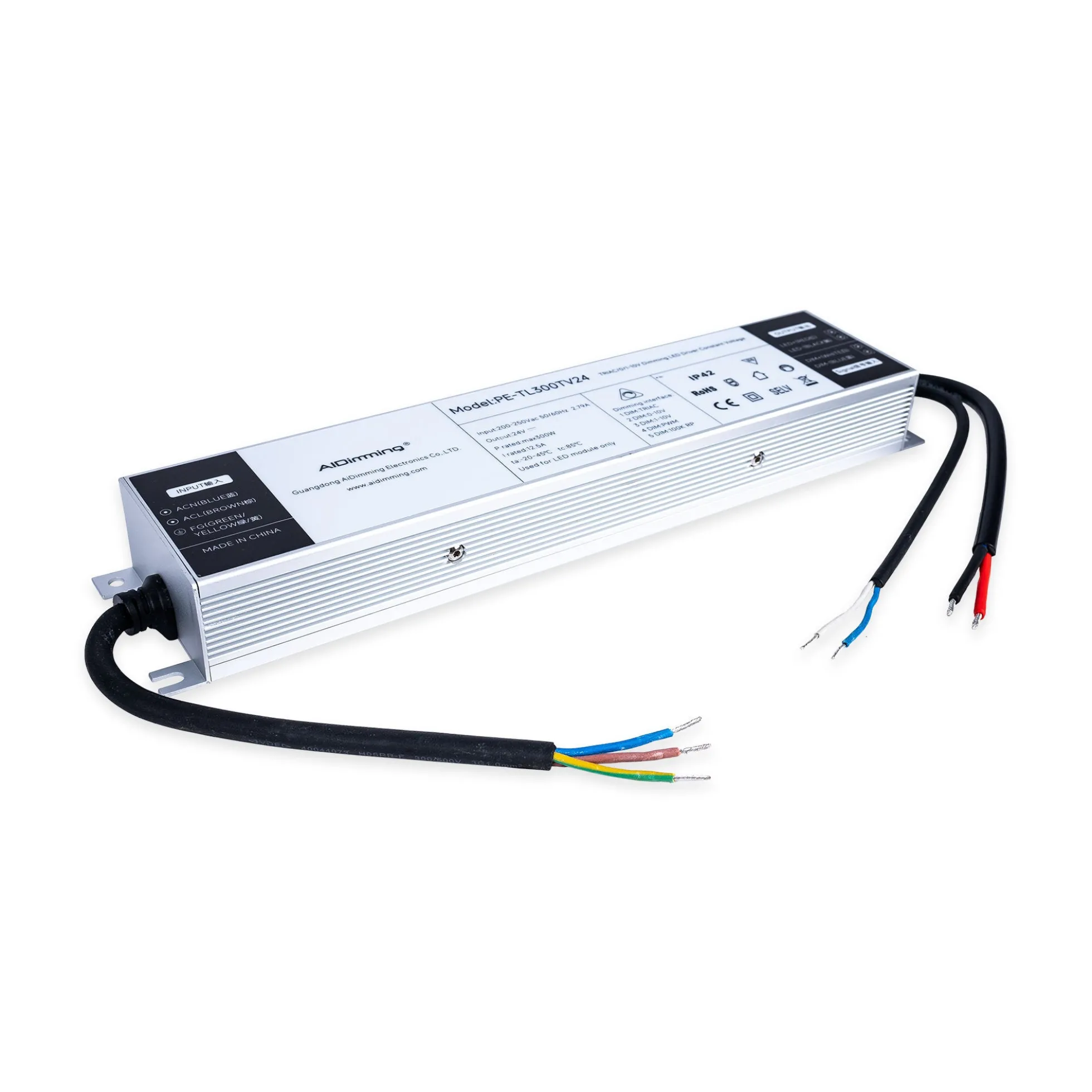 Fuente de alimentación dimmable TRIAC/0-10V 200-250V - Salida 24V - 12,5A - 300W