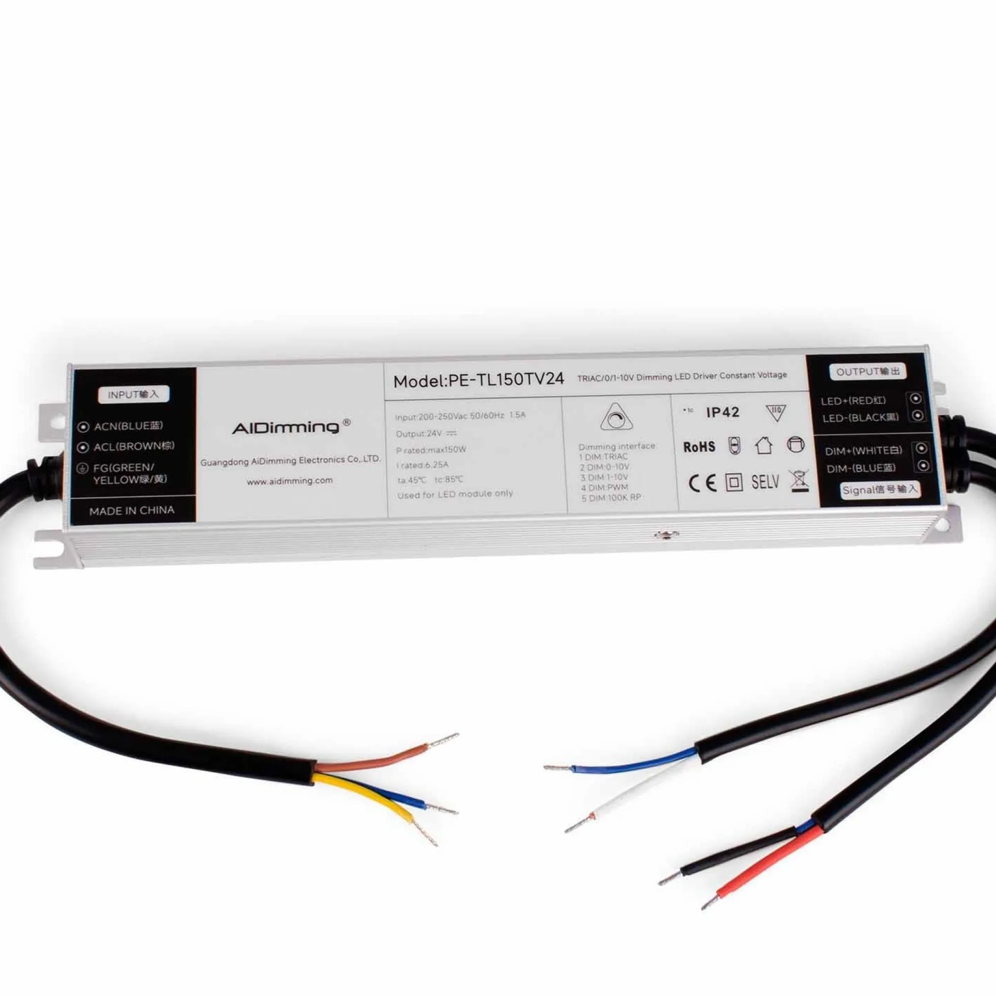 Fuente de alimentación dimmable TRIAC/0-10V 200-250V - Salida 24V - 6.25A - 150W