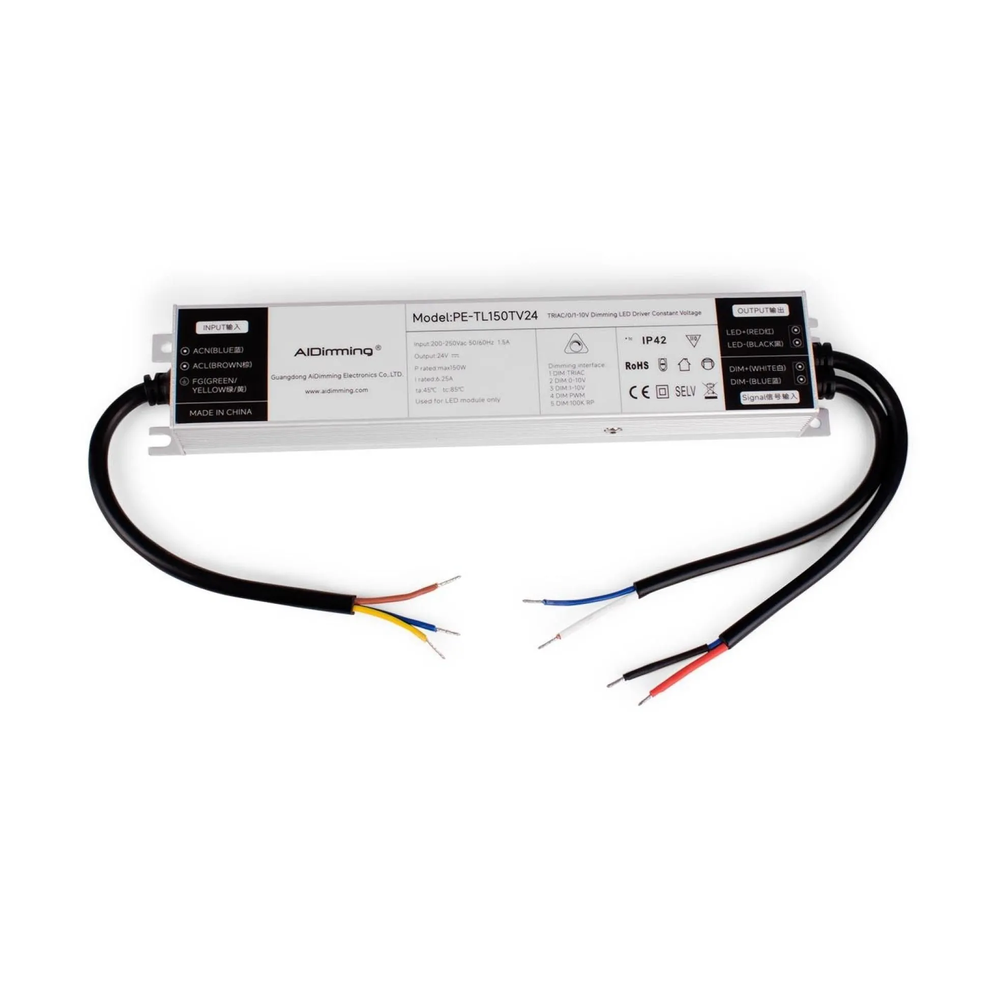 Fuente de alimentación dimmable TRIAC/0-10V 200-250V - Salida 24V - 6.25A - 150W