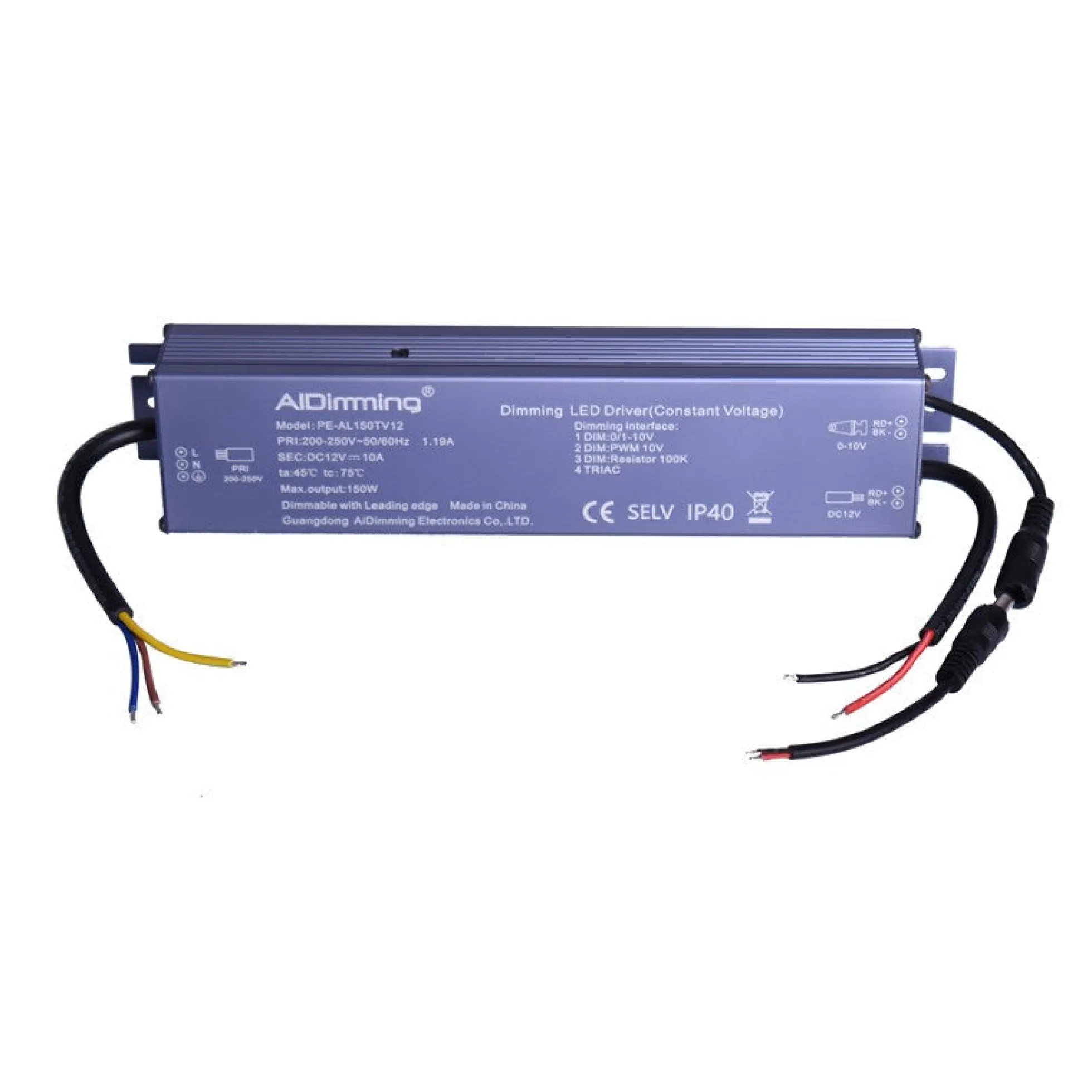 Fuente de alimentación dimmable TRIAC/0-10V DC 12V 150W 10A IP40