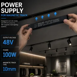 Fuente de alimentación para carril magnético - 10mm - 100W - 48V