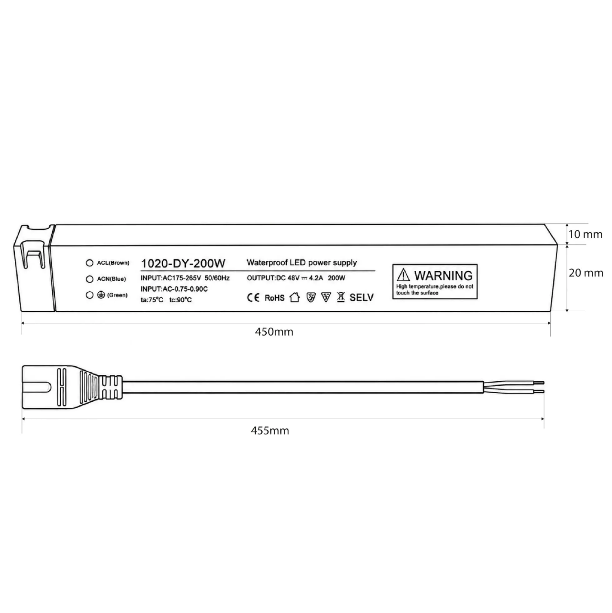 Fuente de alimentación para carril magnético - 10mm - 200W - 48V