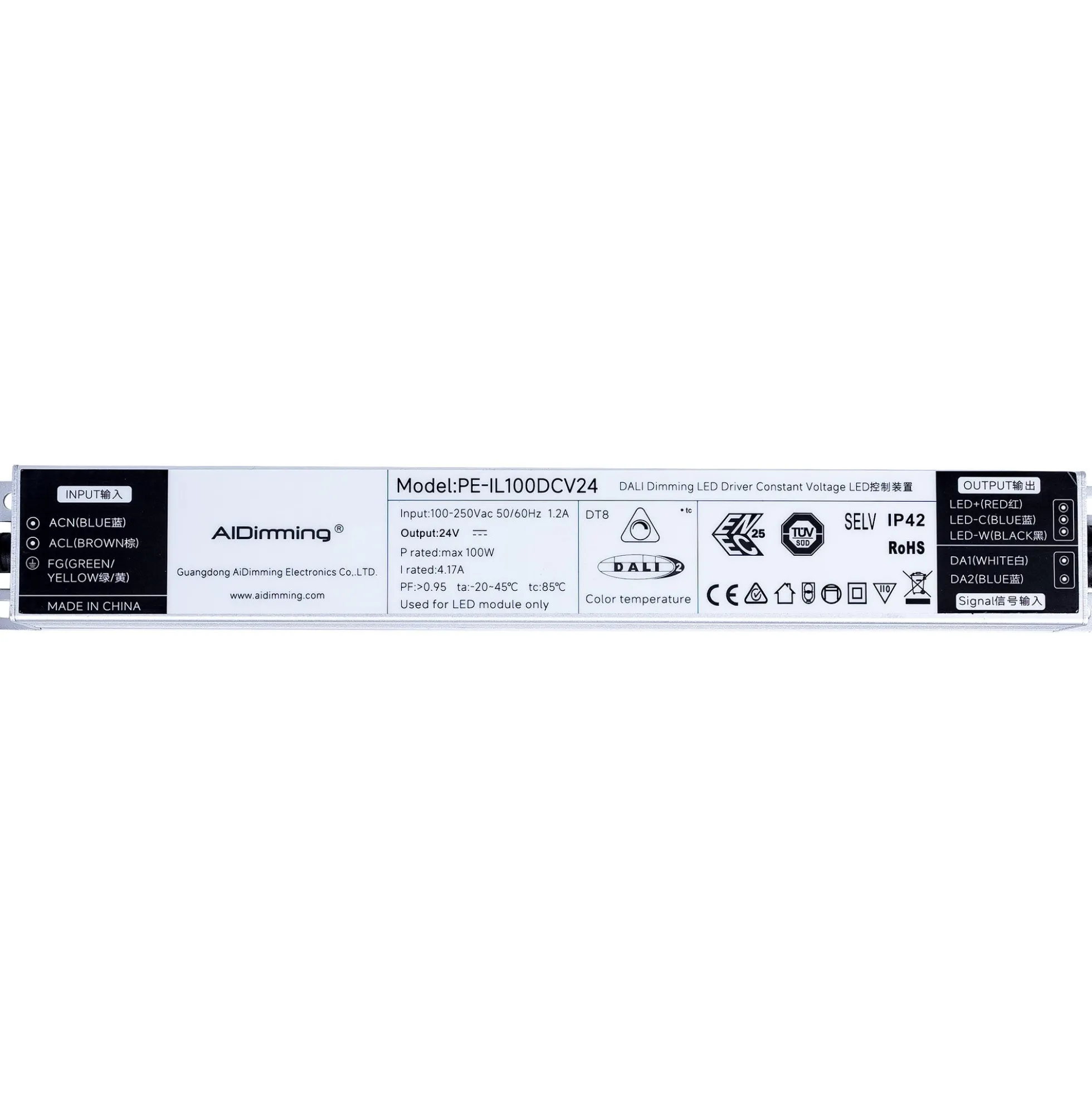 Fuente de alimentación regulable DALI DT8 - 24V DC - 4.17A - 100W