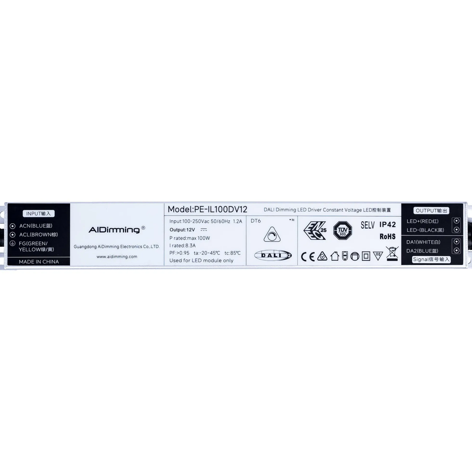 Fuente de alimentación regulable DALI DT6 - 12V DC - 8.3A - 100W