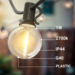 Guirnalda solar exterior - 25 Bombillas LED filamento E10 - IP44 - 9,2 metros