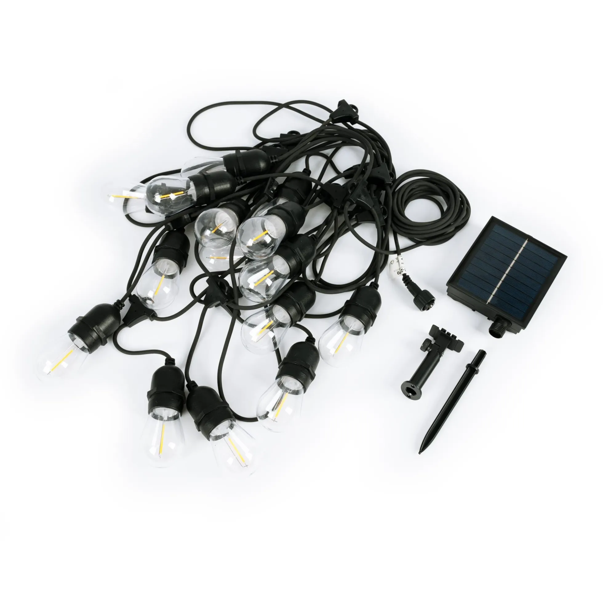 Guirnalda solar exterior - 15 Bombillas LED filamento E27 - IP44 - 10 metros