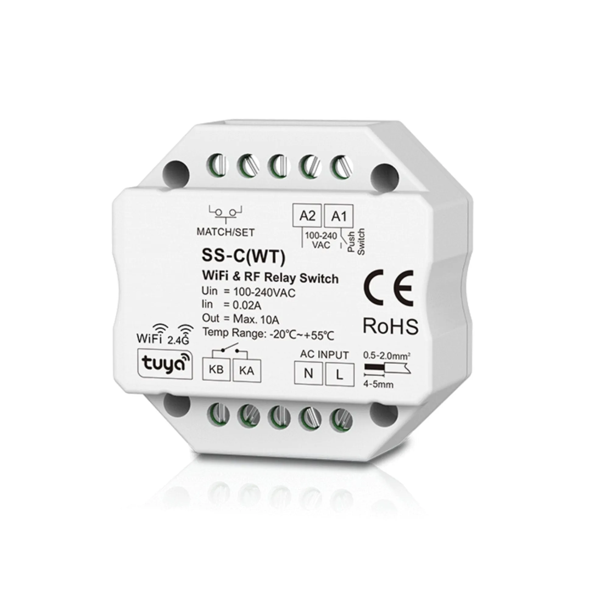 Interruptor Relay - WiFi+RF - 100-240V AC - 10A-8A-6A - TUYA - Skydance